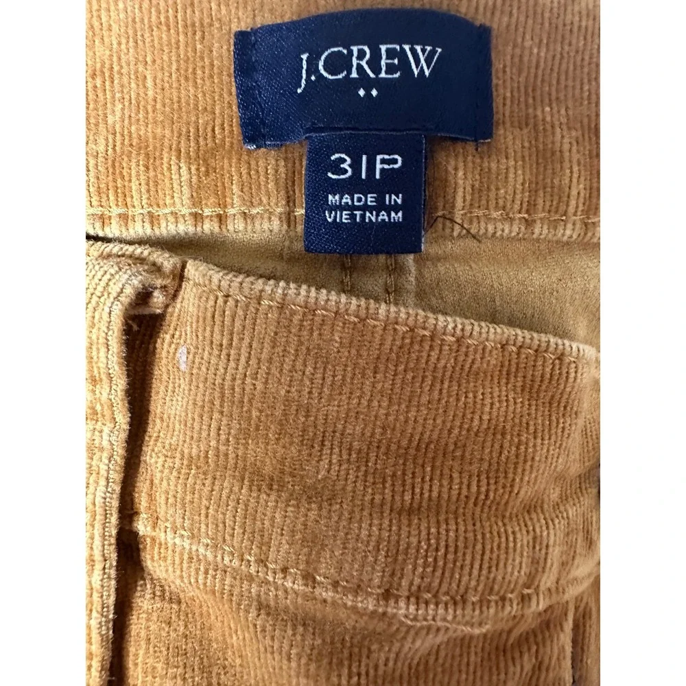 J.Crew Womens Corduroy Pants 31P Tan Gold Straight Leg Stretch Petite Trousers